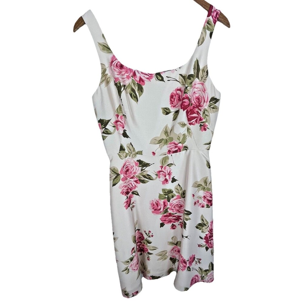 Donna Ricco 100% Silk Floral Dress Size 8 Pink Roses Fit Flare - Picture 8 of 16